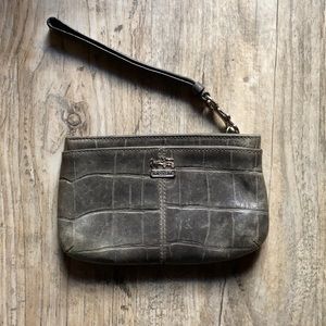 Coach Grey Leather Wristlet